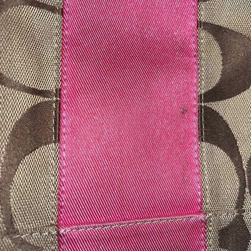 Coach Pink Beige Tan Signature Stripe Convertible Shoulder Bag